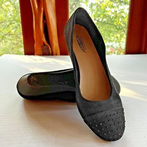 Seychelles Los Angeles Black Wedge Shoes Rhinestone Jewels Suede Shoes 10M
